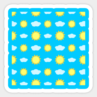 Sun and Clouds Pattern in Blue Sticker